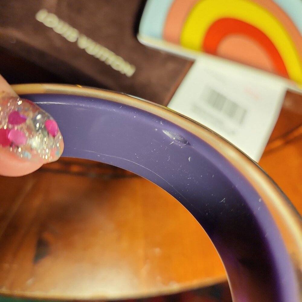 Auth Rare Louis Vuitton Bangle Bracelet Purple Clear Gold Inclusion Monogram - Picture 8 of 8